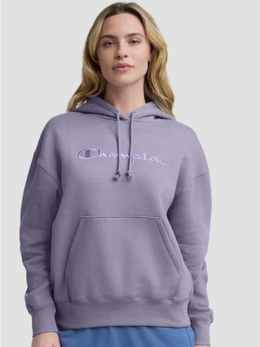Champion Lavender Pullover Hoodie with Script Detail